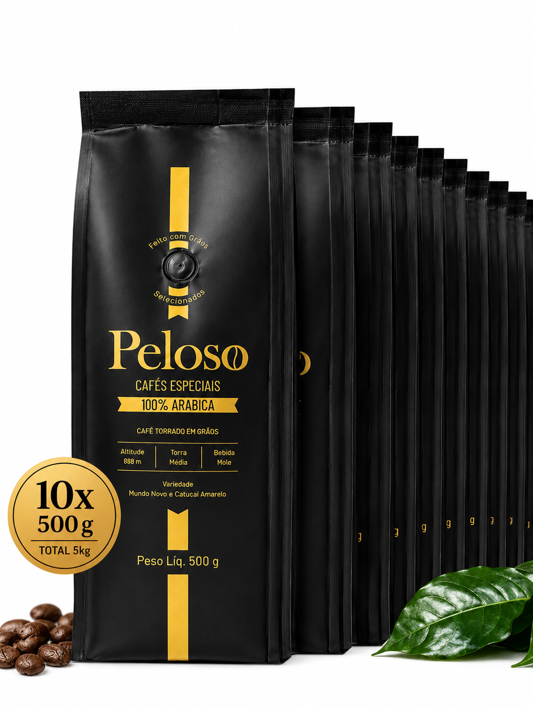10 pcts de 500g Torrado em Grãos